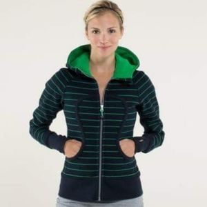 LULULEMON Scuba Hood Striped Green Blue Lined hood